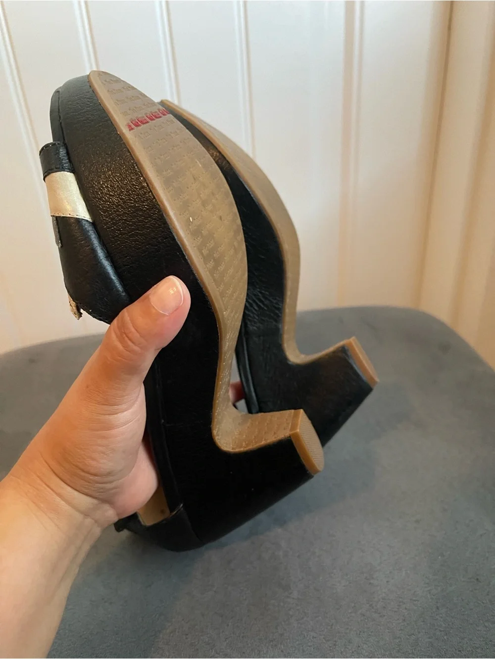 Miz Mooz Black and Ivory Ankle-Strap Platform Heels